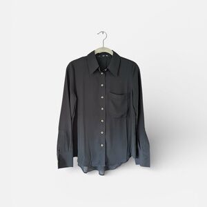 Women’s Black Semi-Sheer Button-Up Shirt
